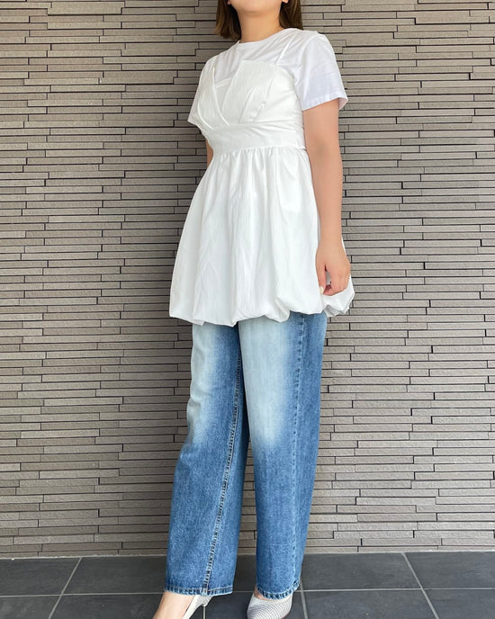 【体型カバー】バックリボンバルーンビスチェ