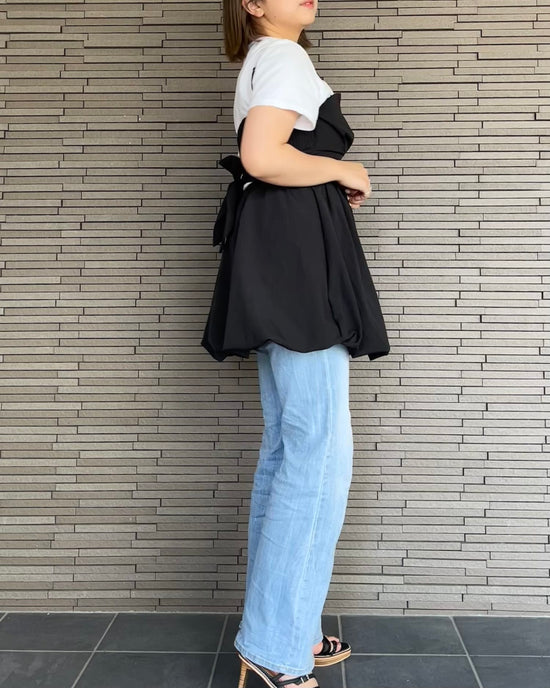 【体型カバー】バックリボンバルーンビスチェ