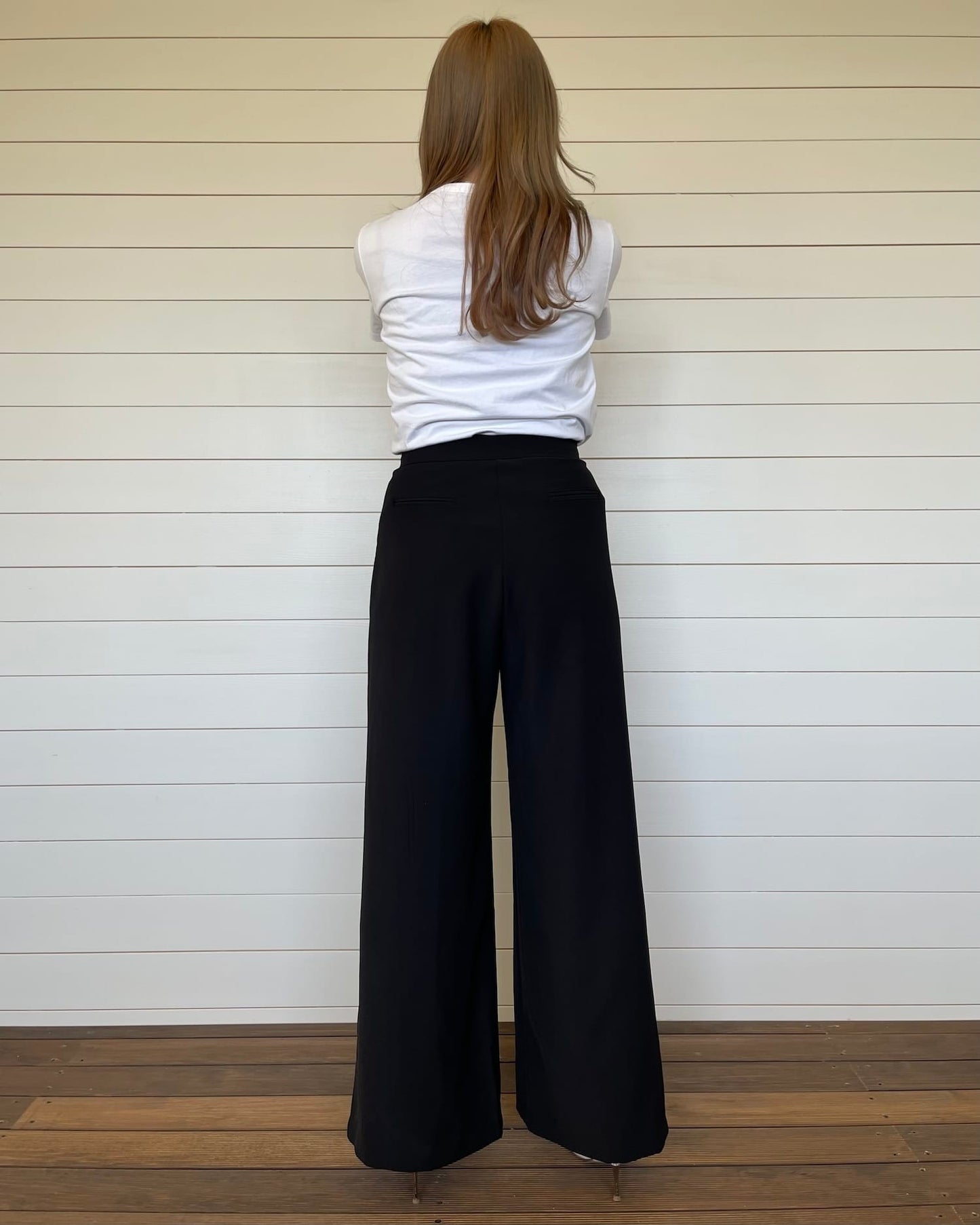【美シルエット】体型カバータックワイドパンツ