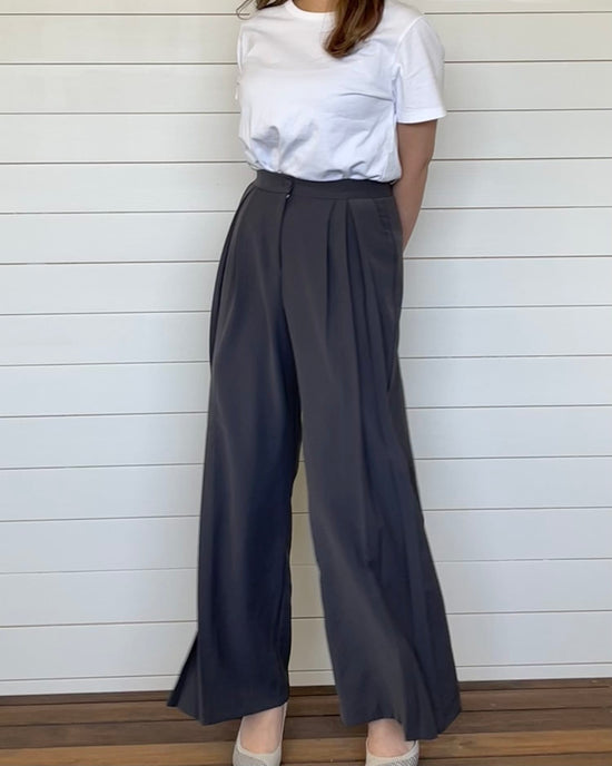 【美シルエット】体型カバータックワイドパンツ