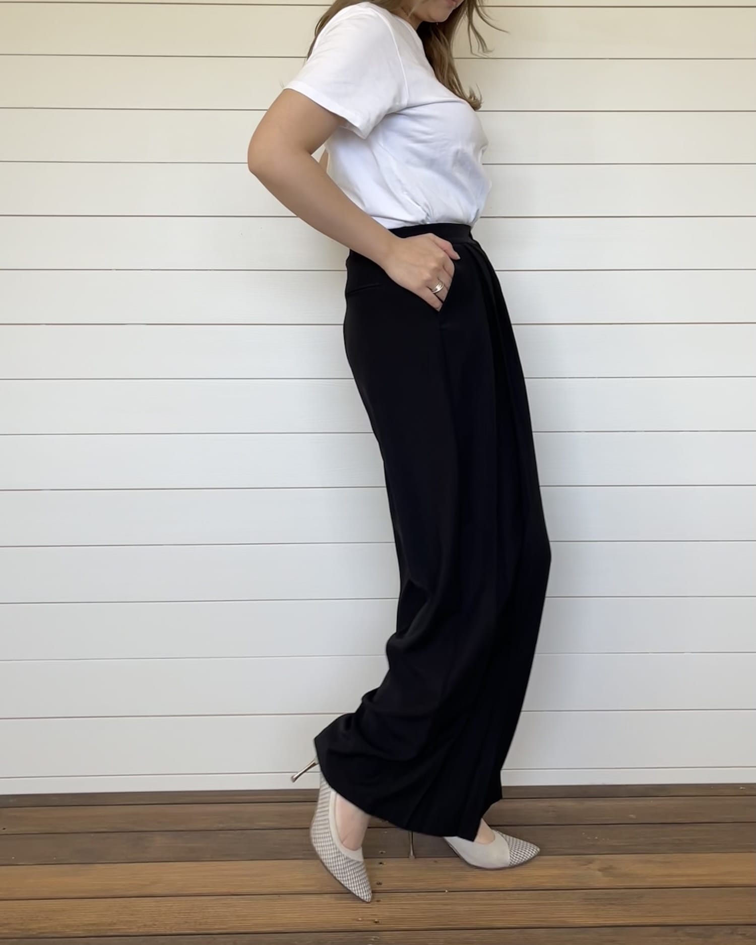 【美シルエット】体型カバータックワイドパンツ