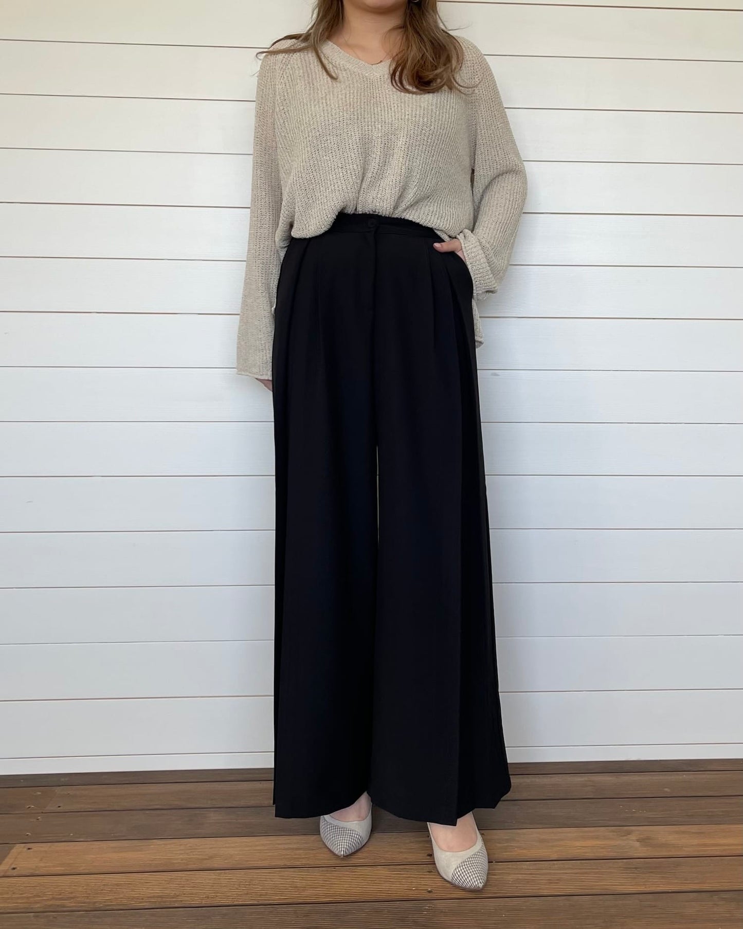 【美シルエット】体型カバータックワイドパンツ