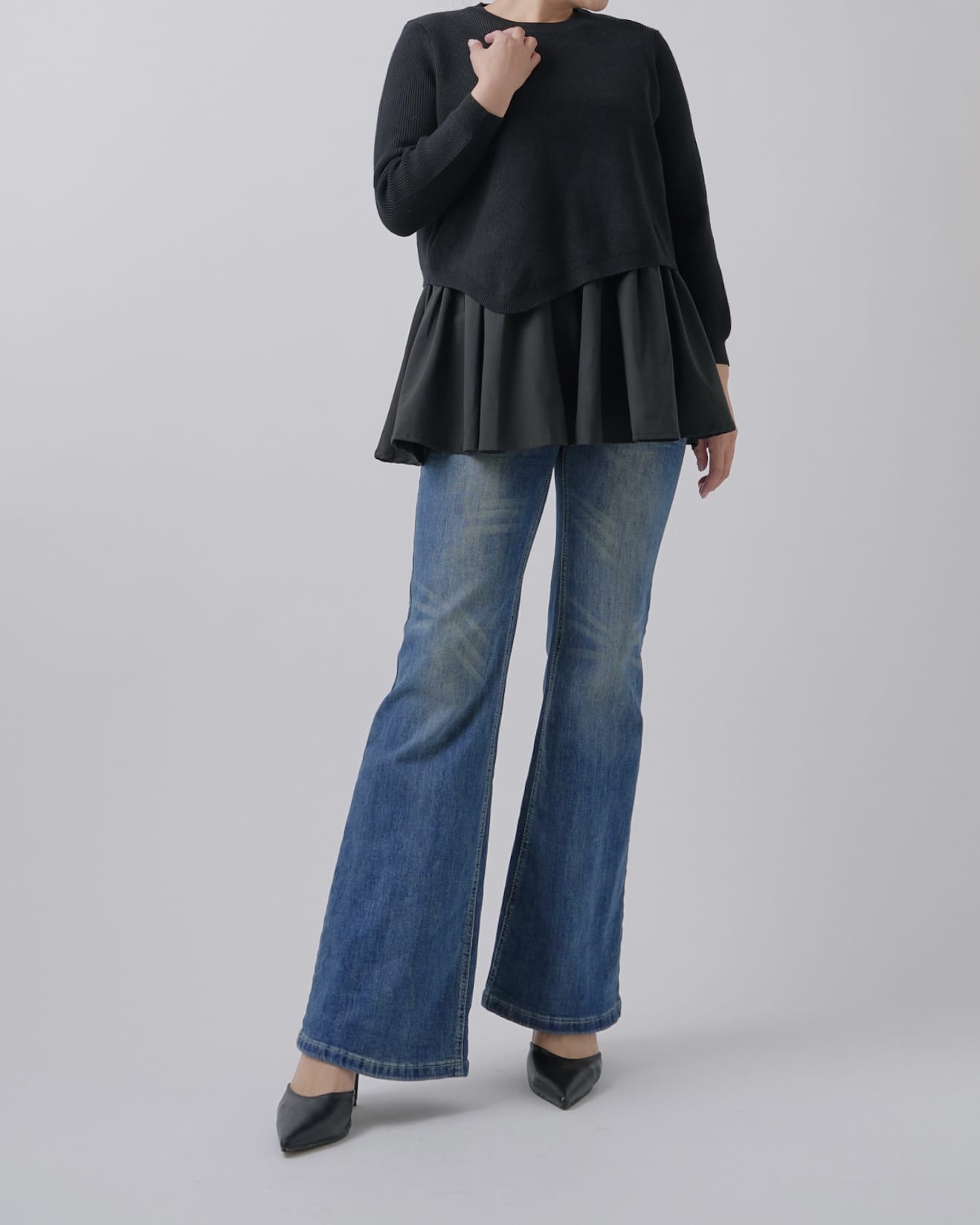 レイヤードフリルニット